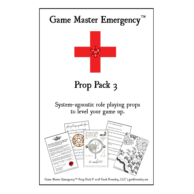 Geek Foundry Game Master Emergency Prop Pack 3 Cover