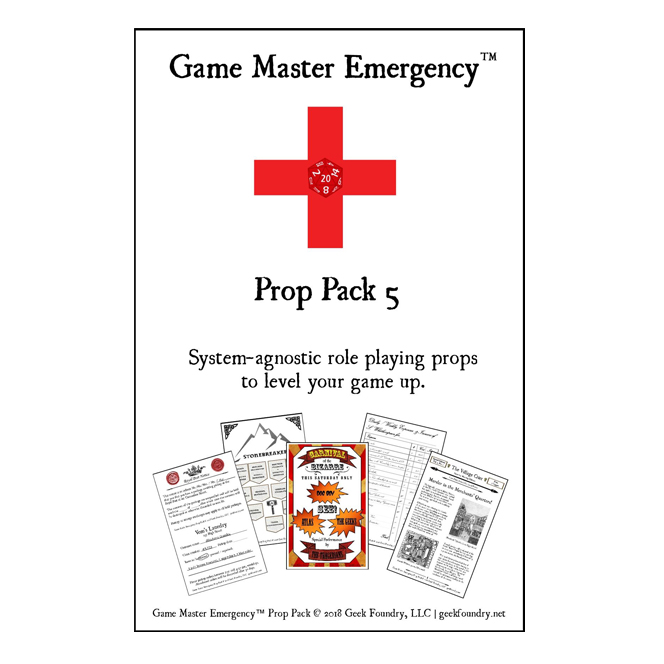 Geek Foundry Game Master Emergency Prop Pack 5 Cover